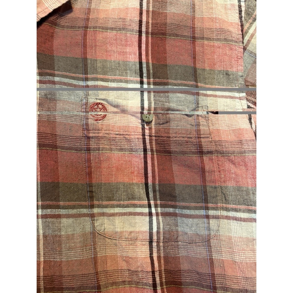 Wrangler George Strait Mens M Plaid Woven Short Sleeve Button Up Shirt Pink - Picture 8 of 16